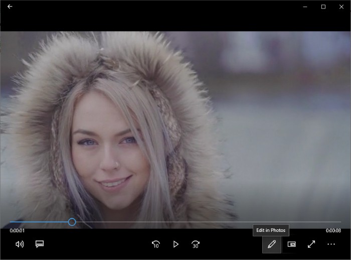video player edit in photos option