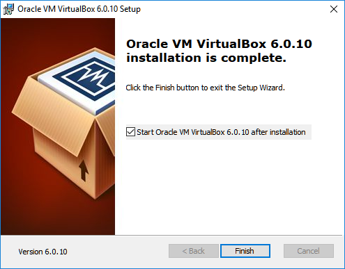 virtualbox installation complete
