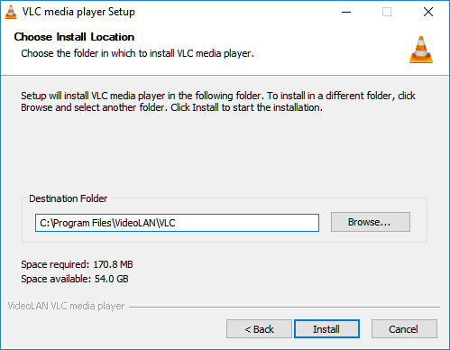 vlc media player install location