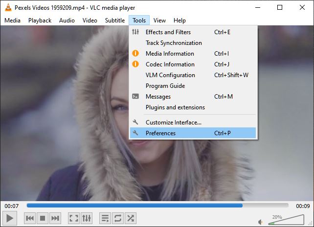 vlc media player tools preferences